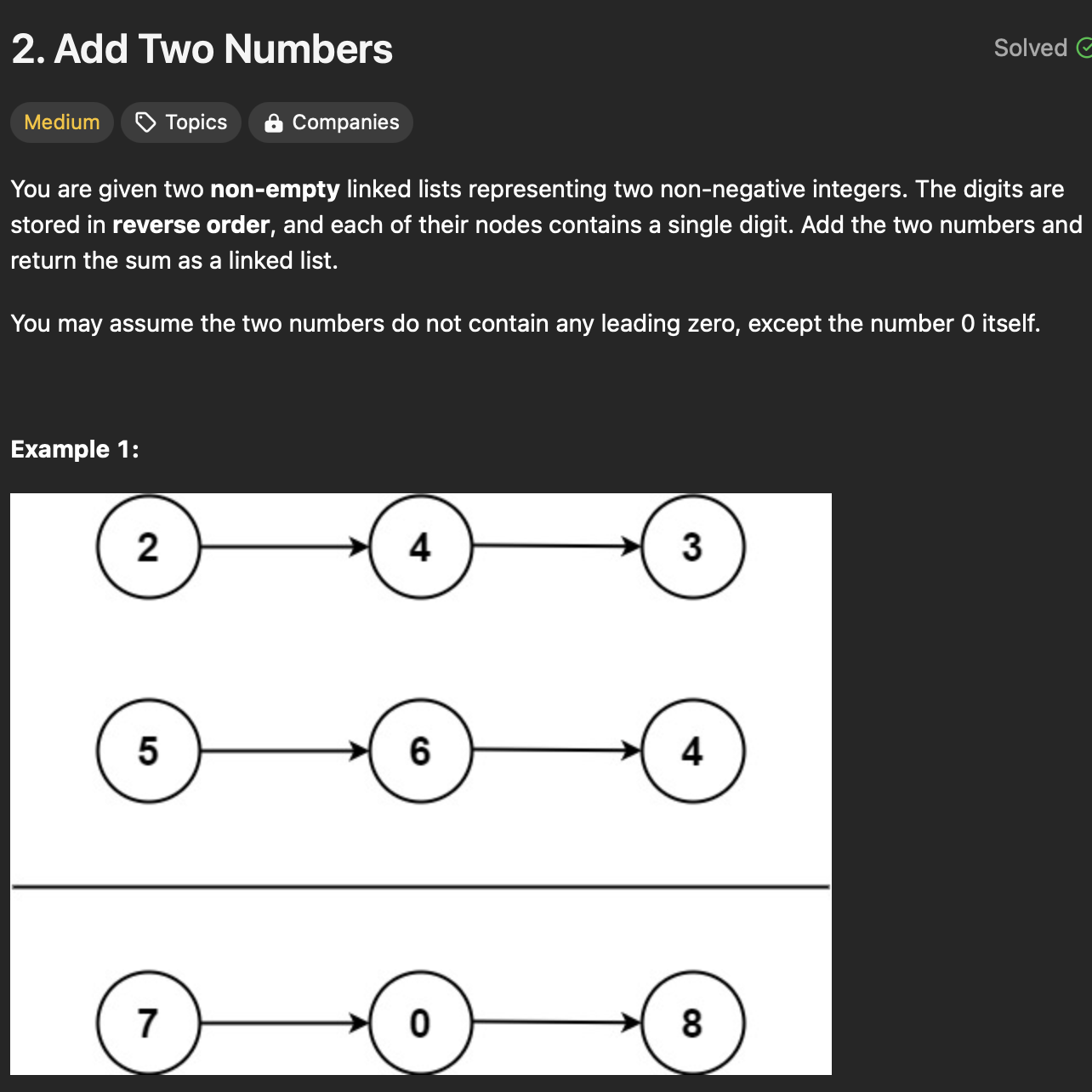 LC: 2: Add two Numbers